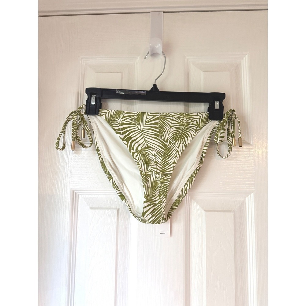 AQUA Swim Side Tie Bikini Bottom Olive Multi Palm Leaf Print Size XL